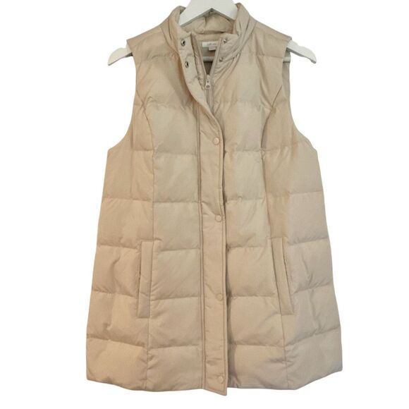 J.Jill Down Puffer Longline Vest taupe size small - Picture 2 of 10